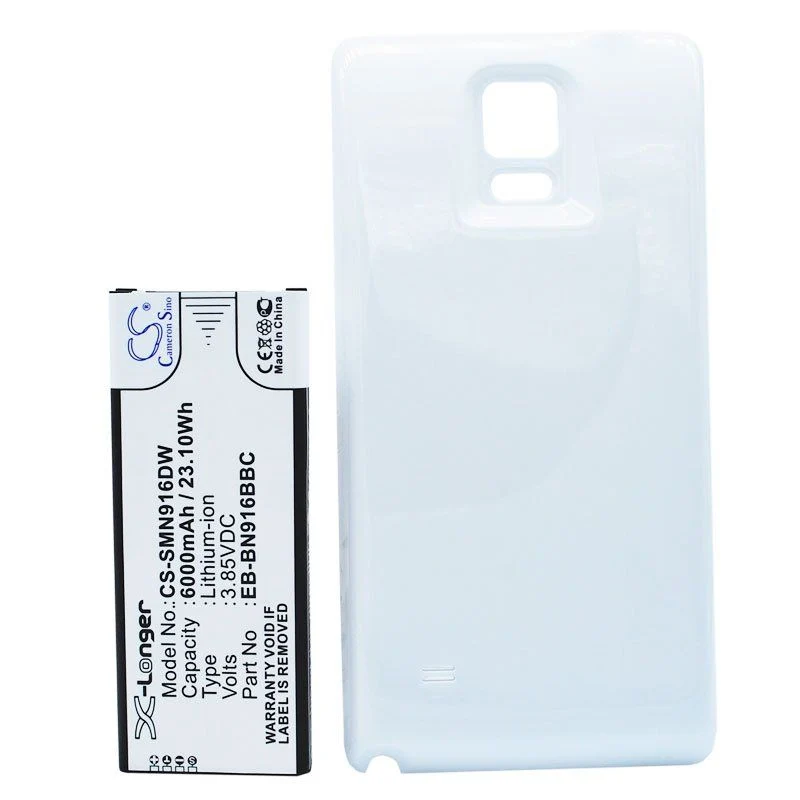 Cameron Sino Akku mit Zusatzdeckel schwarz passend für Galaxy Note 4 Akku EB-BN916BBC 6000mAh, 97.90 x 39.56 x 11.30mm