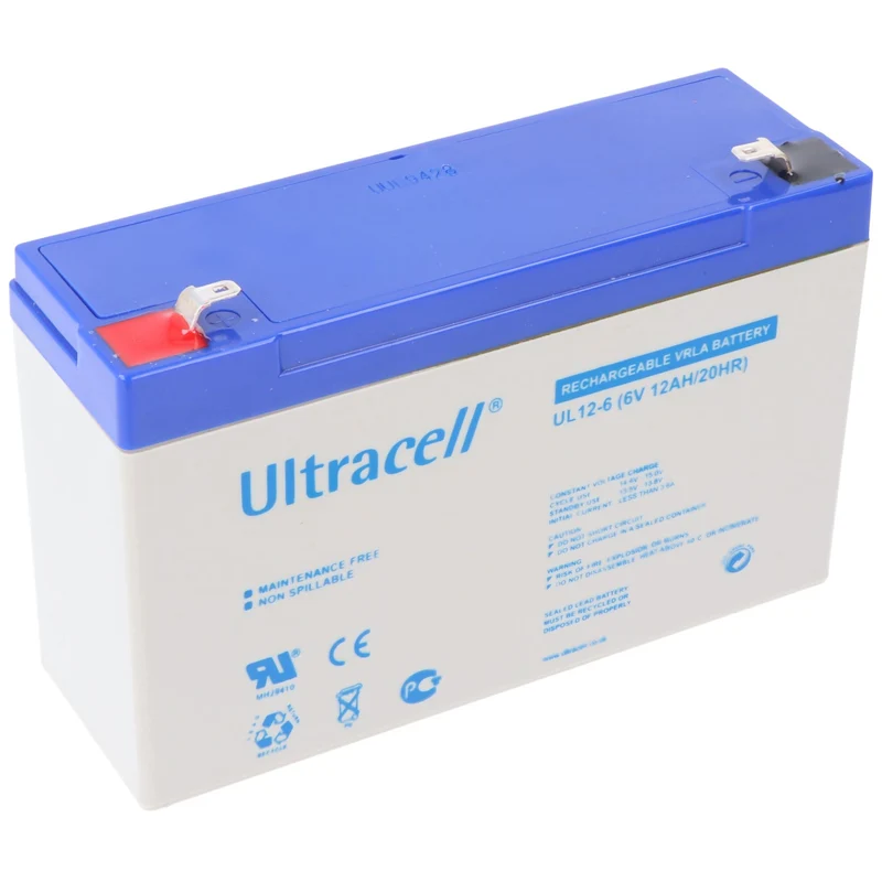 Ultracell UL12-6 Blei Akku 6 Volt 12Ah mit Faston 4,8mm Kontakten