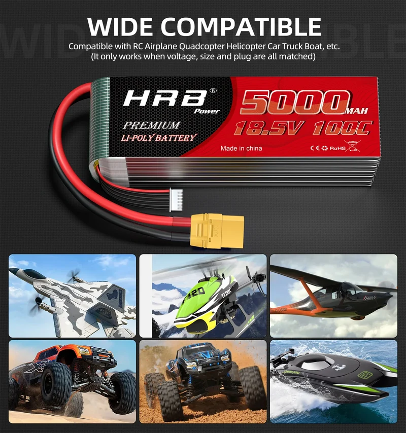 HRB 18,5V LiPo-Akku 5000mAh 100C mit XT90-Stecker