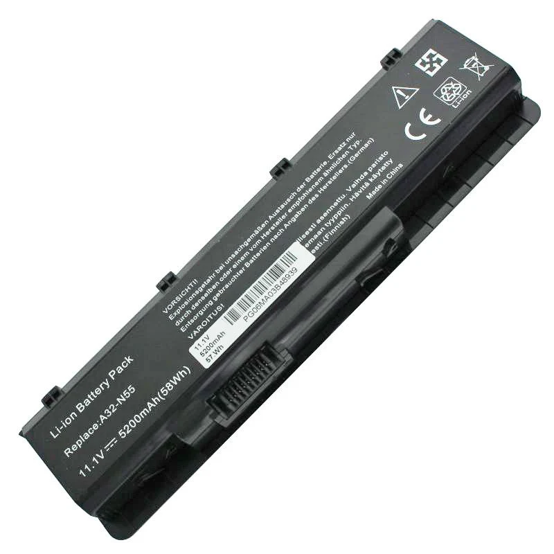 AccuCell Asus N45, N55, N75 Akku A32-N55 Ersatz-Akku 10,8V mit 5200mAh