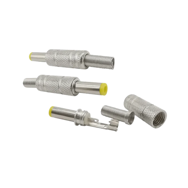 Connecteur fiche mâle 5.5x2.5mm en métal avec tête jaune
