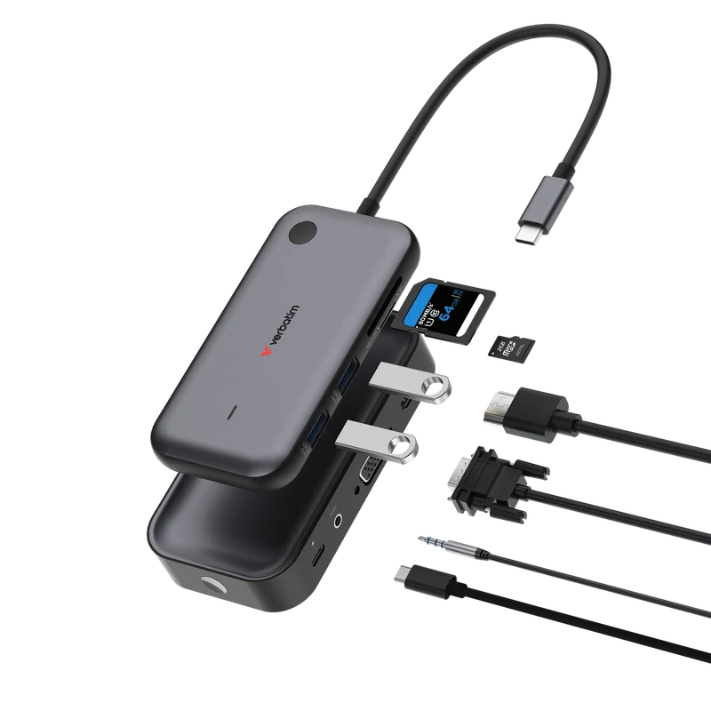 Verbatim Wireless Adapter, Share My Screen, USB-C, HDMI, Full HD Hub WDA-01, 2x USB 3.2-A, SD, microSD, Retail