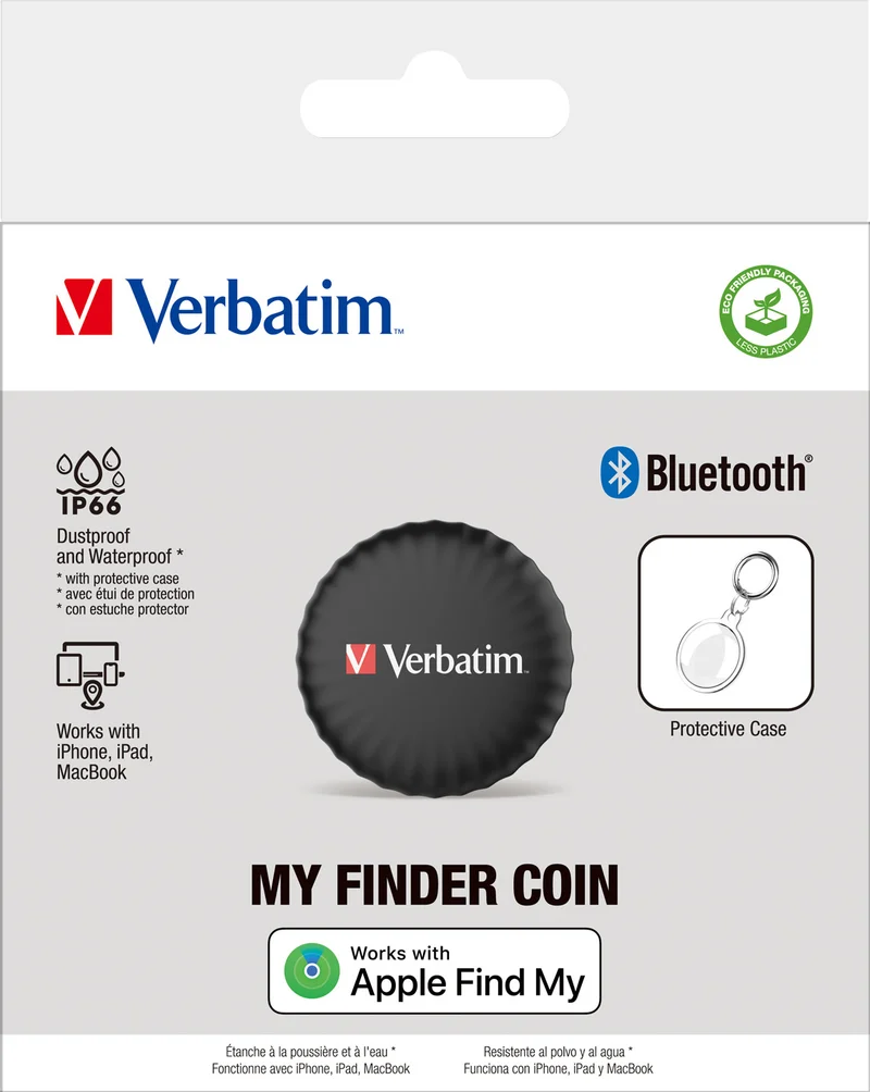 Verbatim Tracker, My Finder Coin, MYFC-01B, schwarz Bluetooth, für Apple Find My App, Retail (1-Pack)