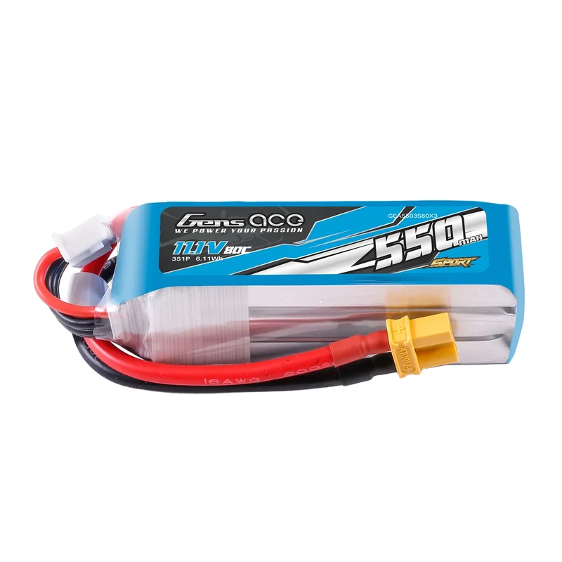 Gens ace 550mAh 11,1V 80C 3S1P LiPo-Akkupack mit XT30-Stecker