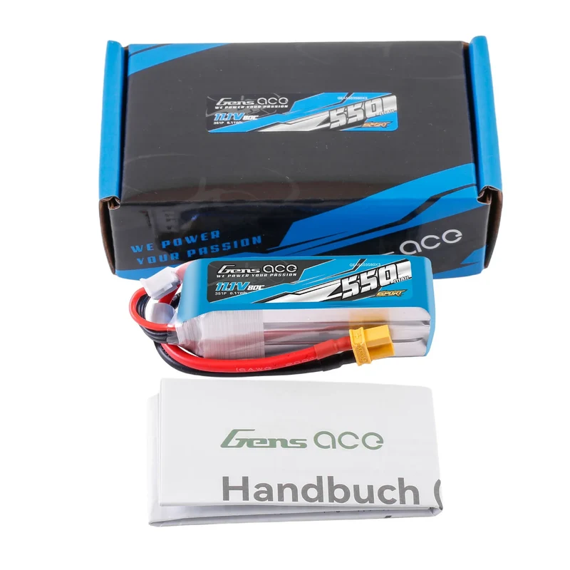 Gens ace 550mAh 11,1V 80C 3S1P LiPo-Akkupack mit XT30-Stecker