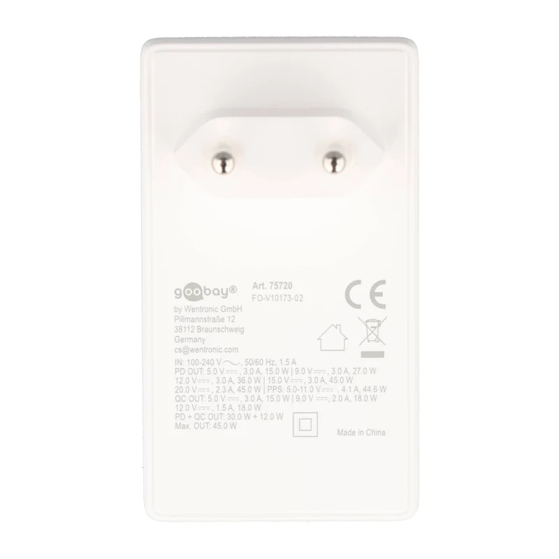 Goobay Multi Fast Charger 45 W – USB-C PD GaN Dual-Schnellladegerät mit 90° Flat Design