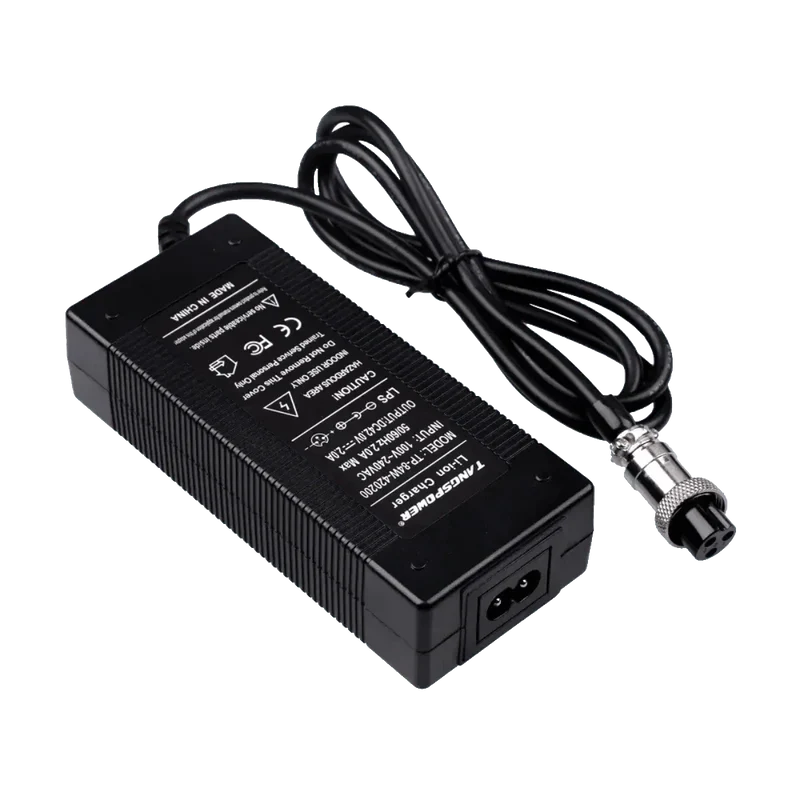 Chargeur de batterie au lithium 42V 2A avec connecteur 3P GX16 écrou