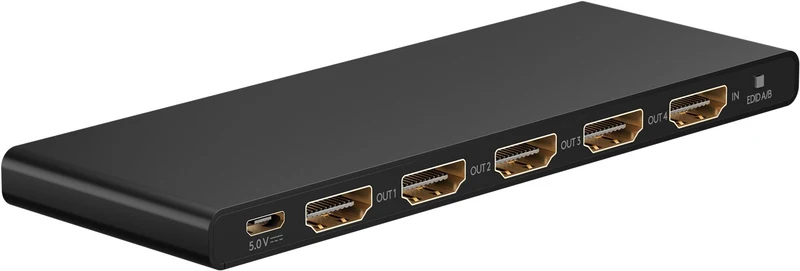 Goobay HDMI Splitter 1x HDMI™-Eingangssignal auf 4x HDMI™-Ausgänge auf, maximal 4K Ultra HD 2160p (60 Hz) möglich