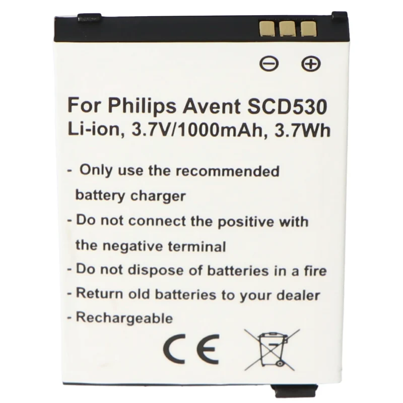 AccuCell Akku passend für Philips Avent SCD530, Li-Ion, 3,7V, 1000mAh, 3,7Wh