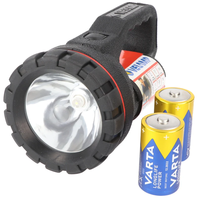 Velamp LED Handleuchte FARO RUBBER mit bis zu 35 Lumen, 0,5W aus natürlichem Kautschuk, inklusive 2 Stück Mono D Batterien