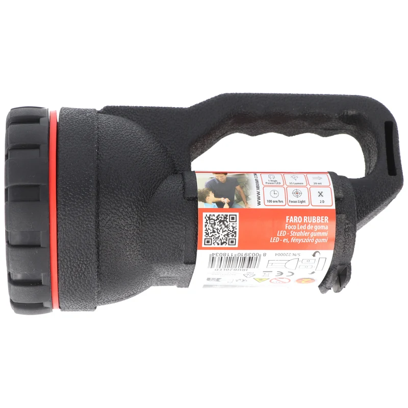 Velamp LED Handleuchte FARO RUBBER mit bis zu 35 Lumen, 0,5W aus natürlichem Kautschuk, inklusive 2 Stück Mono D Batterien