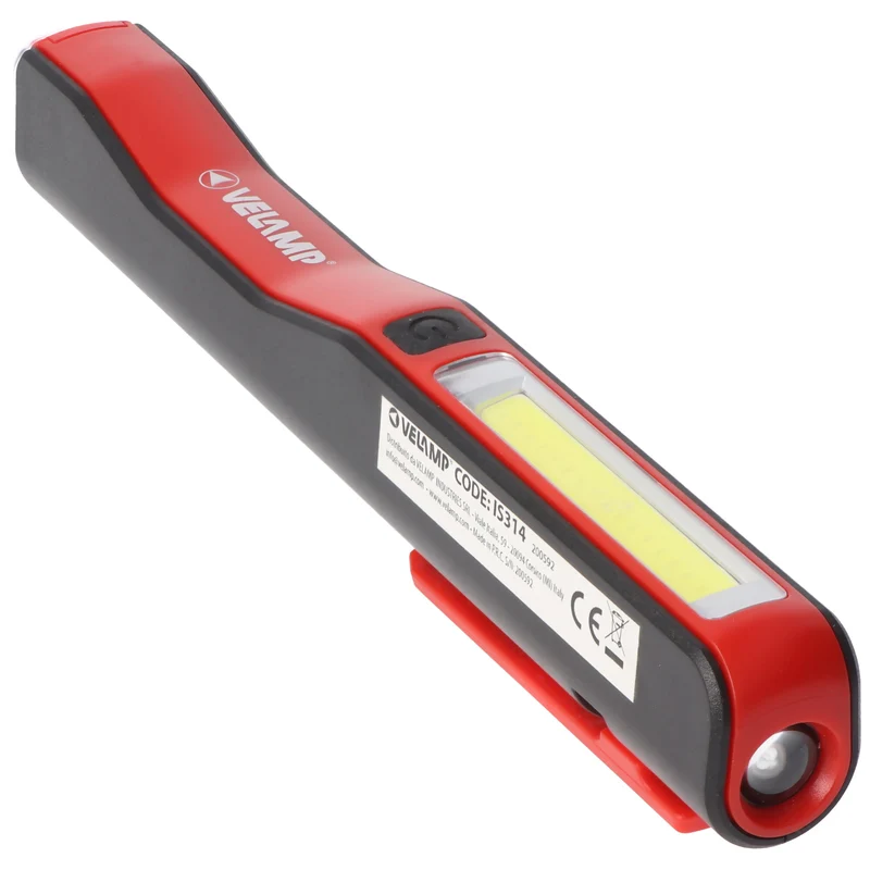 Velamp LED-Taschenlampe 1 Watt, COB 3 Watt, batteriebetriebene 2in1 Arbeitsleuchte, mit Magnet und Clip, inklusive Batterien