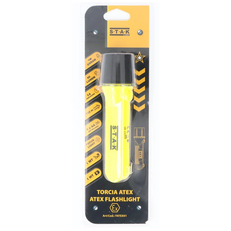 Velamp ATEX Taschenlampe mit LED Osram 1W, für 4x AA Mignon Batterie (nicht enthalten)