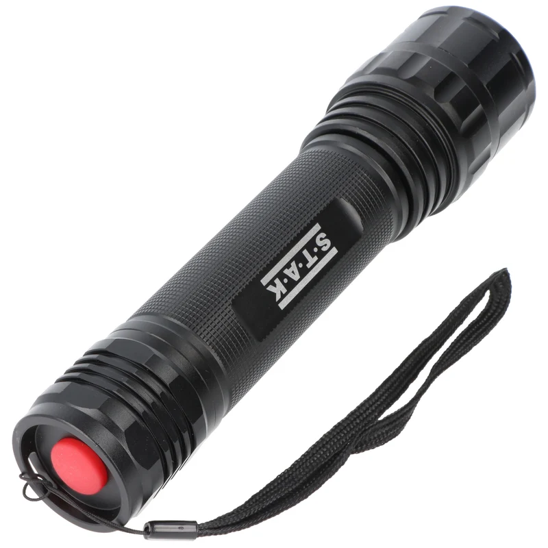 Velamp LED Stabtaschenlampe, LED CREE XPH 20W mit Zoom, für 6x AA Batterien