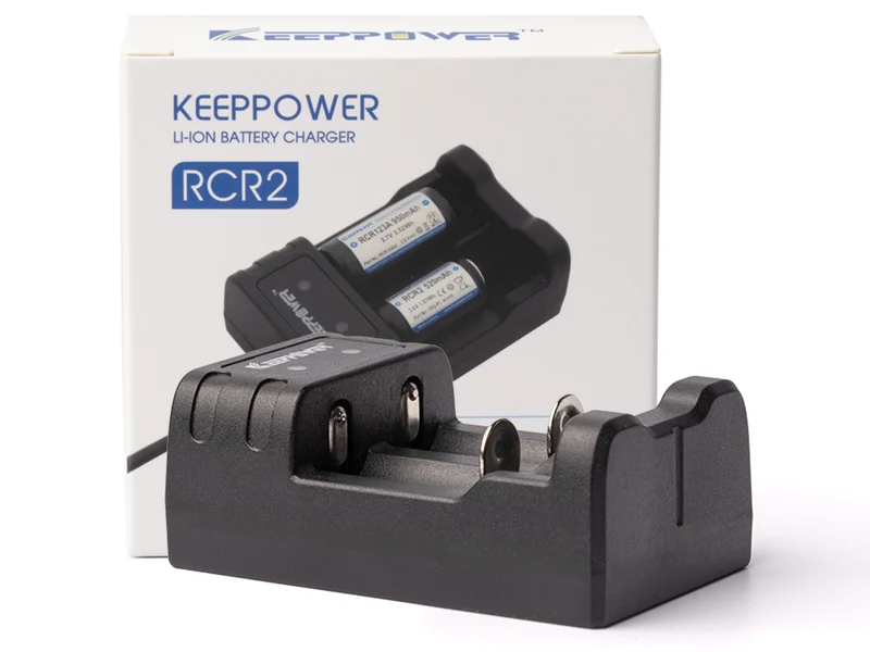 Keeppower RCR2 Ladegerät für RCR2 RCR123A 16340 18350 3,6V - 3,7V Li-Ionen Akkus