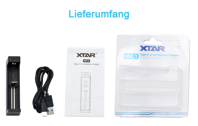 Xtar MC1 - Ladegerät für Li-Ion-Akkus 3,6V/3,7V inkl. USB-Kabel