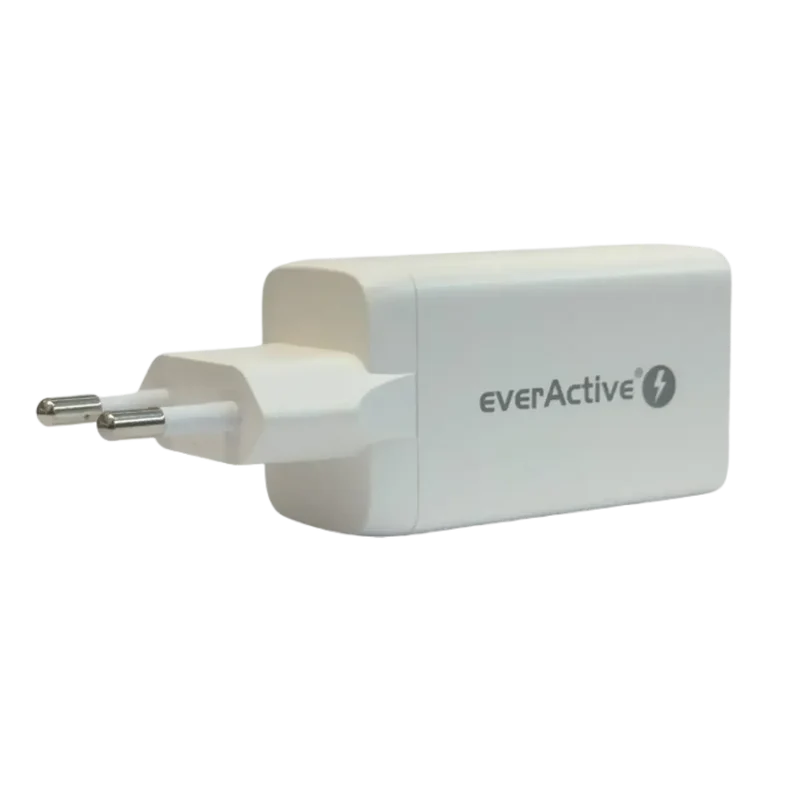 Chargeur mural rapide 65W everActive SC-650Q – 2x USB-C PD/PPS + 1x USB QC4+