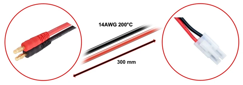 Absima Ladekabel 4mm Goldkontaktstecker - Tamiya 300mm