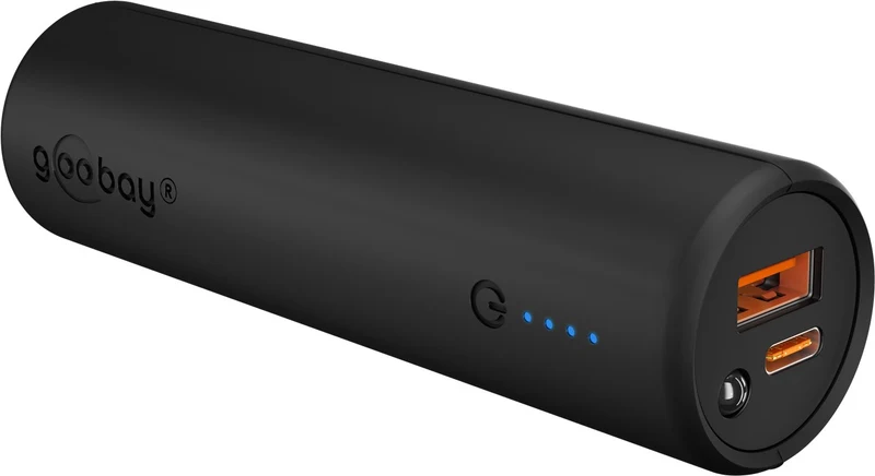 Goobay Bike-Powerbank mit 5000mAh, mobile Powerbank ideal zur Montage am Rahmen, mit USB-A und USB-C-Anschluss
