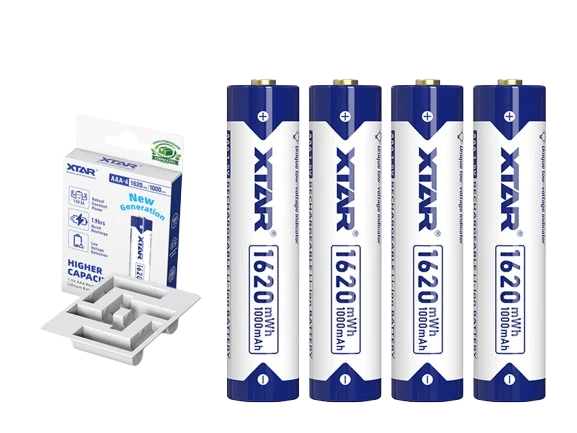 Xtar AAA 1,5V 1620mWh (ca. 1000mAh) (Micro, LR03) Li-Ionen-Akku (Wiederaufladbar) mit *Indikator (4 St.)