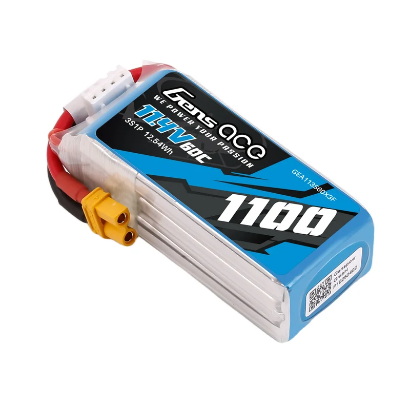 Gens ace 1100mAh 11,4V 60C 3S1P LiPo-Akkupack mit XT30-Stecker