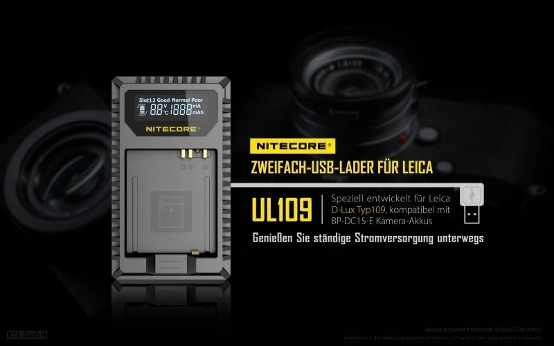 Nitecore UL109 USB-Ladegerät für Leica Cameras