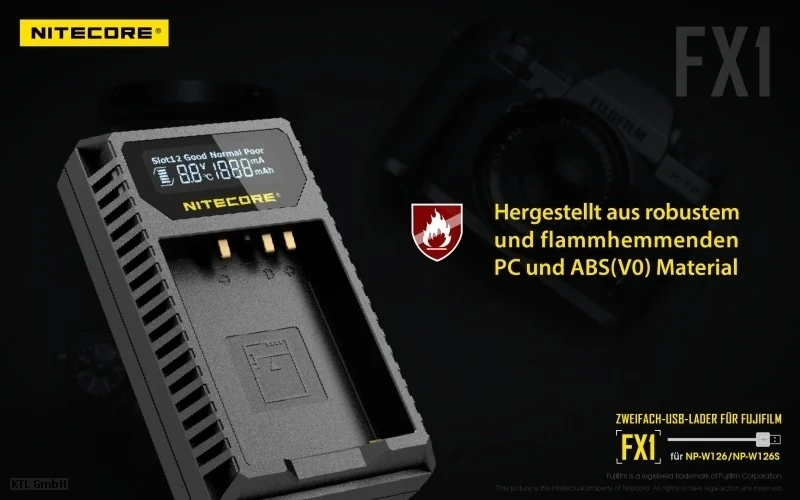 Nitecore FX1 USB-Ladegerät für Fuji Cameras