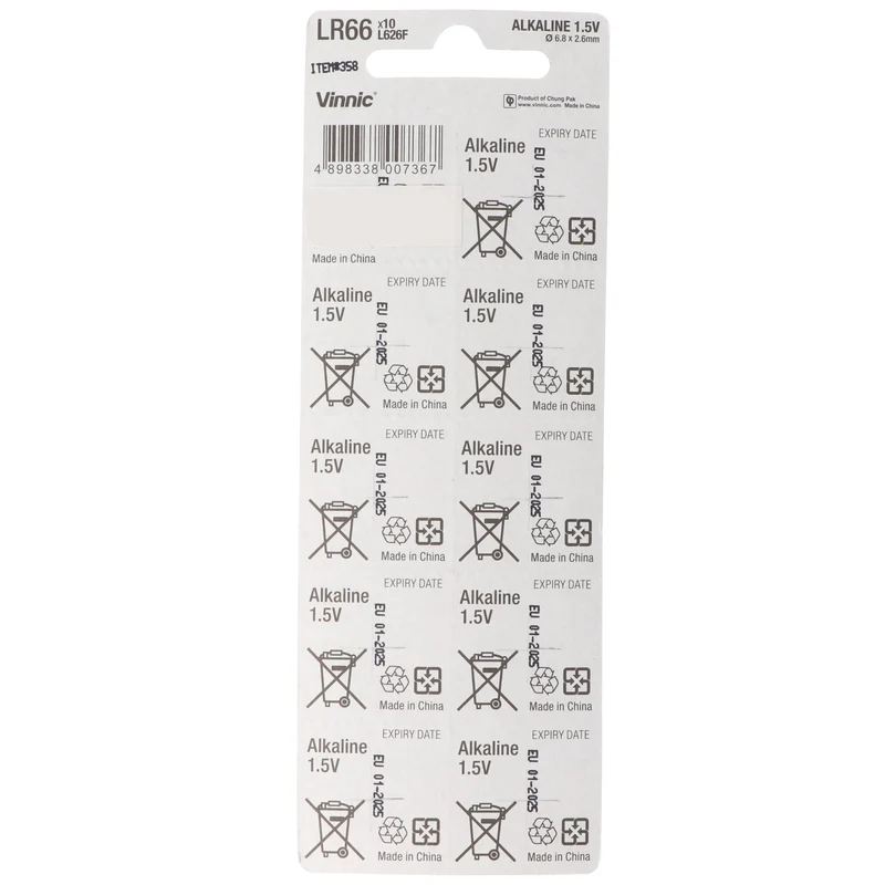 Vinnic AG 4 Batterie, LR66, L626F, V376, V377 Knopfzelle LR626 Batterien, 1,5V typisch 18mAh (10 St.)