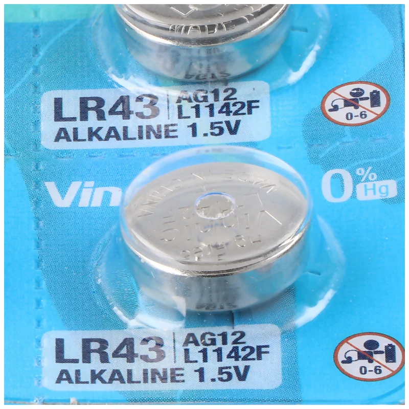 Vinnic LR43, VA12GA, 186, 84, LR1142 Knopfzelle G12, AG12, RW84, D186 (10 St.)