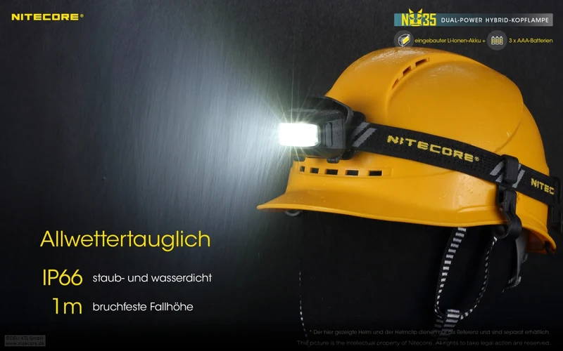 Nitecore Stirnlampe NU35 - Dual Power