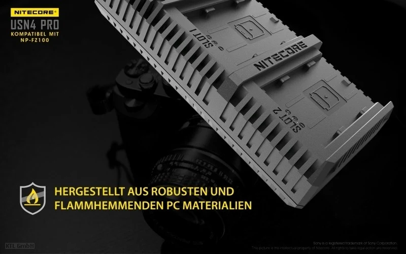 Nitecore USN4 PRO USB-Ladegerät für Sony NP-FZ100 Akku, 2fach Ladegerät