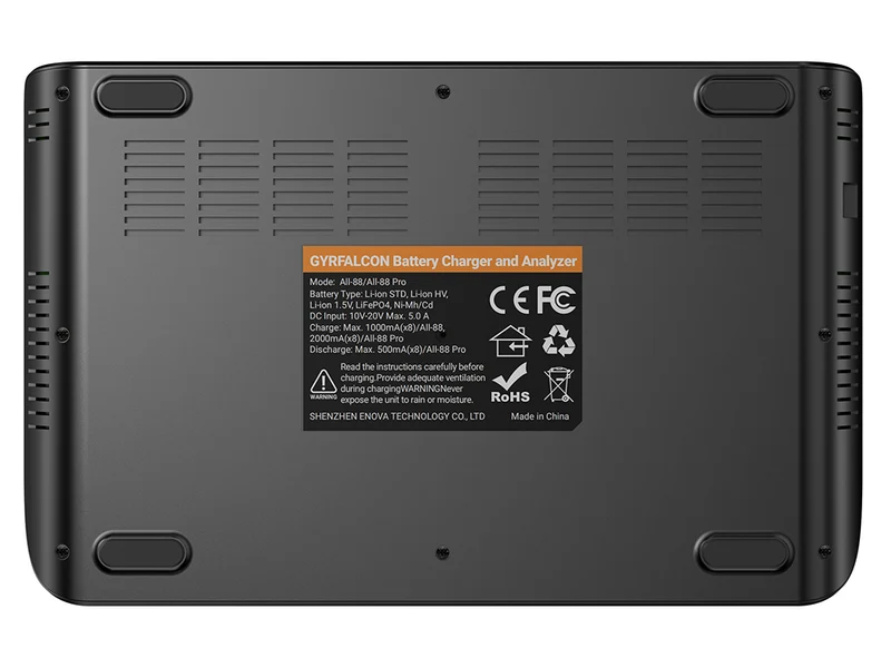 Enova Gyrfalcon All-88 Pro - 8fach Akkuladegerät für Li-Ion 1,5V; 3,6 - 3,7V LiFePO4 3,2V & NiMH