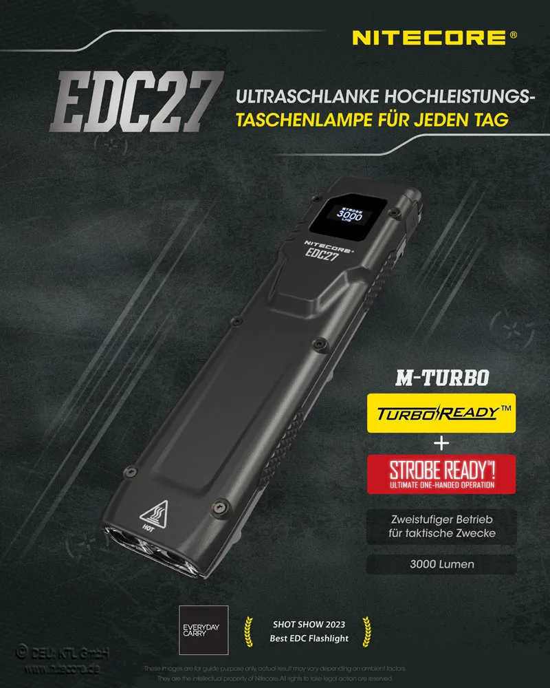 Nitecore LED Taschenlampe EDC27, bis zu 3000 Lumen