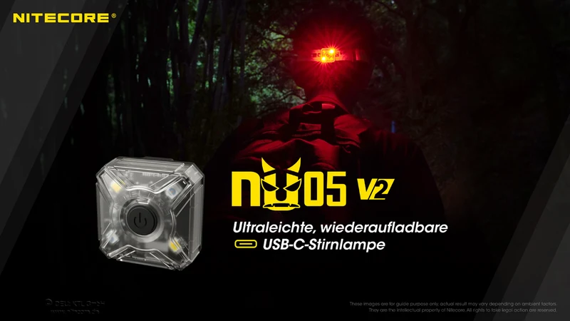 Nitecore Stirnlampe NU05 V2 KIT - USB-C, 40 Lumen