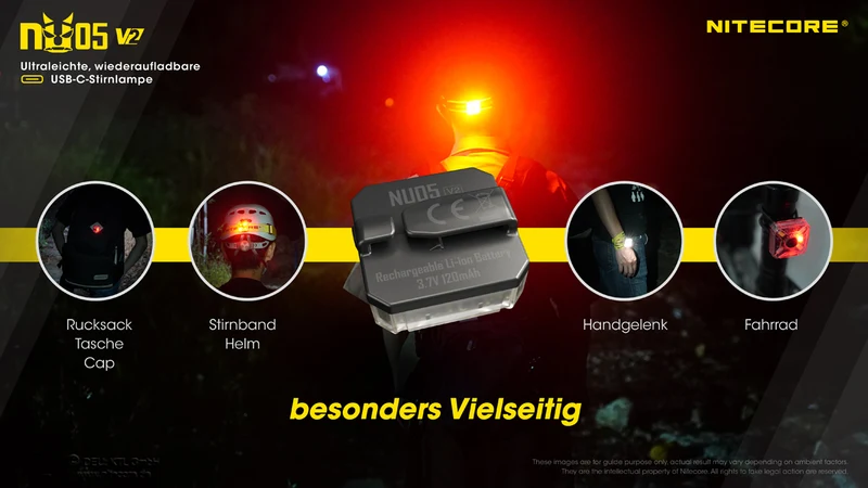 Nitecore Stirnlampe NU05 V2 KIT - USB-C, 40 Lumen