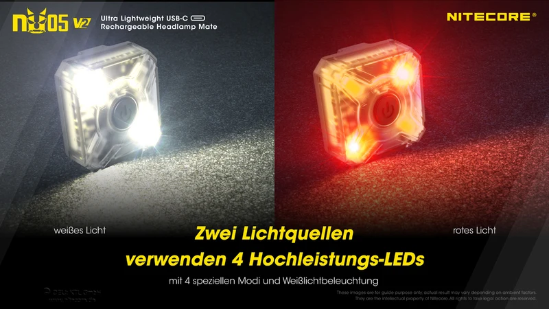 Nitecore Stirnlampe NU05 V2 KIT - USB-C, 40 Lumen