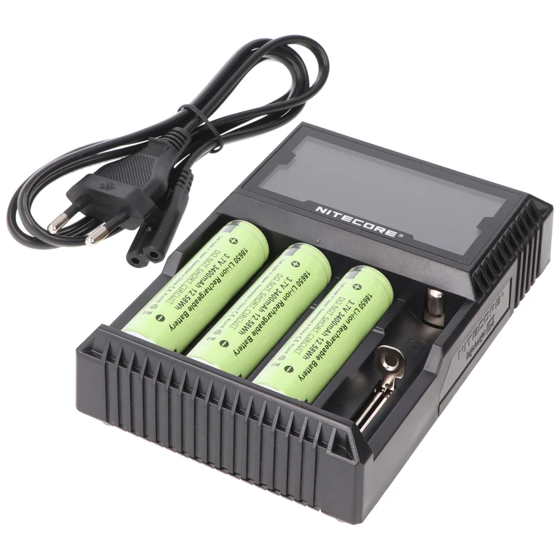 NiteCore Ladegerät Digicharger D4 EU mit Display für AAA, AA, C