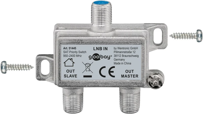 Goobay SAT Vorrang-Schalter - verteilt/schaltet 1 LNB auf 2 SAT-Receiver