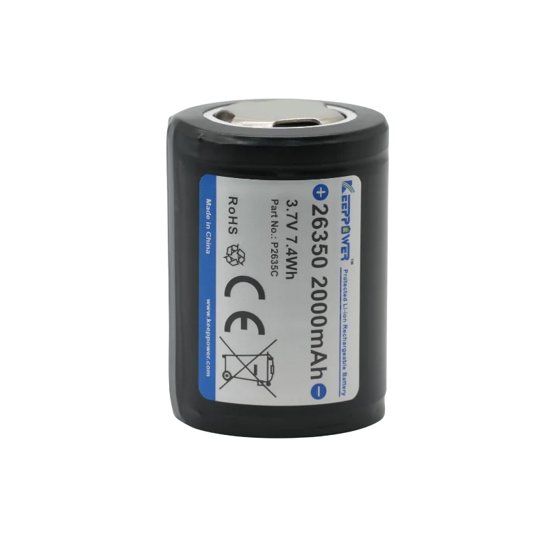 Keeppower 26350 - 2000mAh, 3,6V - 3,7V Li-Ion-Akku PCB geschützt