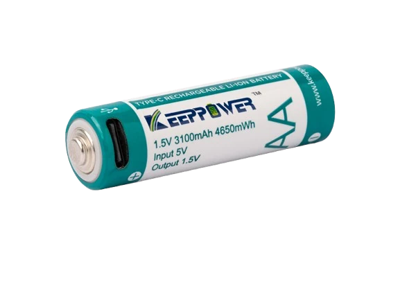 Keeppower AA 1,5 V Li-Ion-Akku mit 3100 mAh* mit Batteriewechsel-Erkennung für Verbraucher
