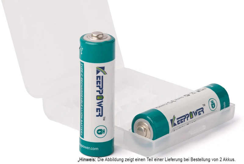 Keeppower AA 1,5 V Li-Ion-Akku mit 3100 mAh* mit Batteriewechsel-Erkennung für Verbraucher
