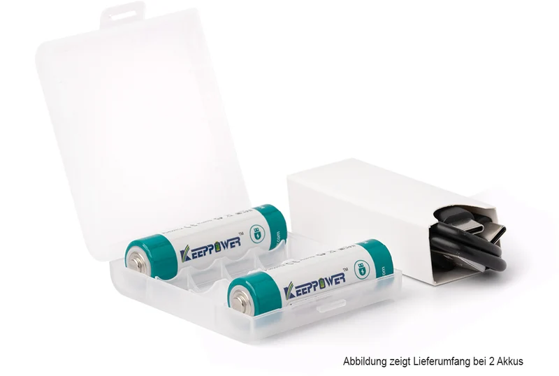 Keeppower AA 1,5 V Li-Ion-Akku mit 3100 mAh* mit Batteriewechsel-Erkennung für Verbraucher