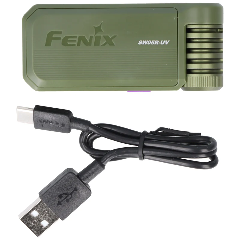 Fenix SW05R-UV LED-Taschenlampe, mit Rotlicht, Clip und Magnet, 200° verstellbarer Lampenkopf, wiederaufladbar