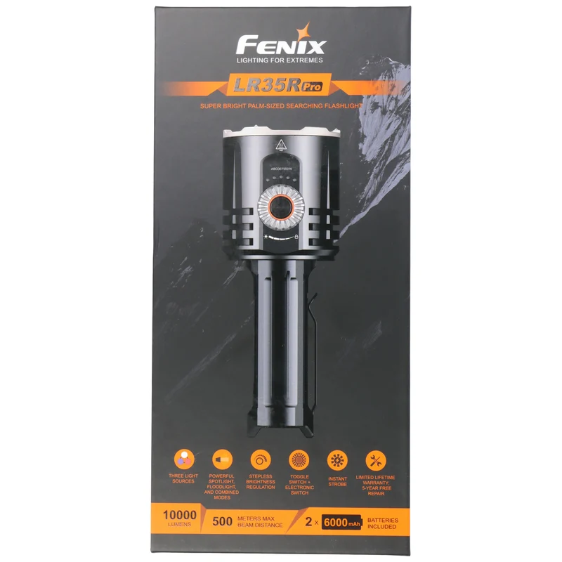 Fenix LR35R Pro LED-Suchscheinwerfer, drei Lichtquellen, 10.000 Lumen, 500 Meter Leuchtweite, inkl. Akkus