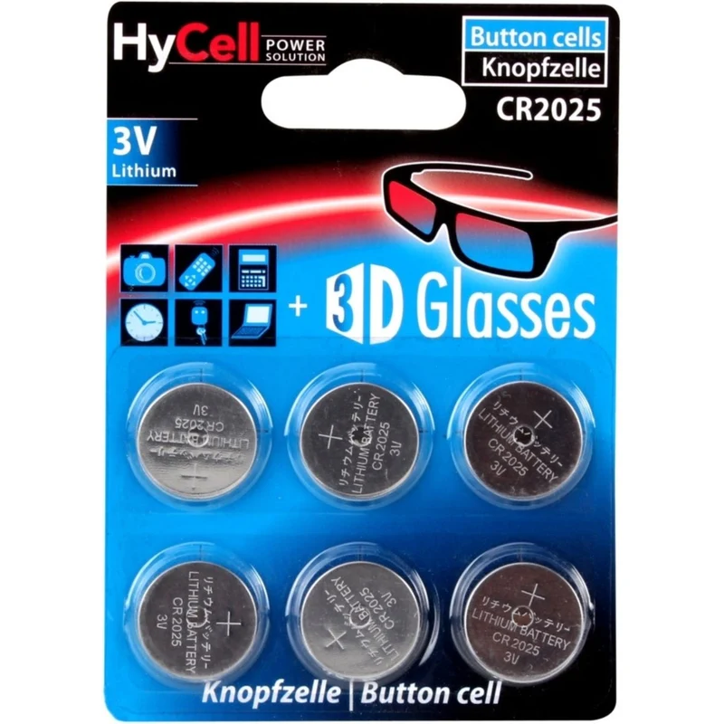 HyCell 3V Lithium CR2025 Knopfzellen (6 St.)