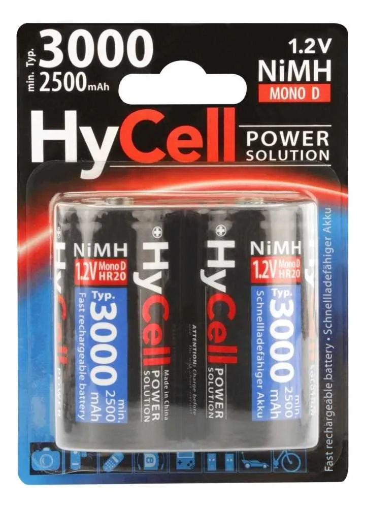 HyCell NiMH-Akku Typ 3000 Mono 2500mAh 2er Blister