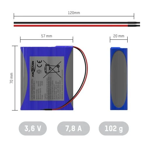 Ansmann Lithium-Ionen Akkupack 3,6 Volt/7800 mAh/1S3P, ideal für mobile Anwendungen