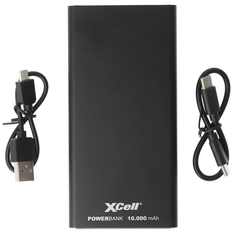 Xcell Li-Polymer Powerbank 10000mAh USB Type C und 2x QC3.0 18 Watt, max. 3A 137x67x14mm