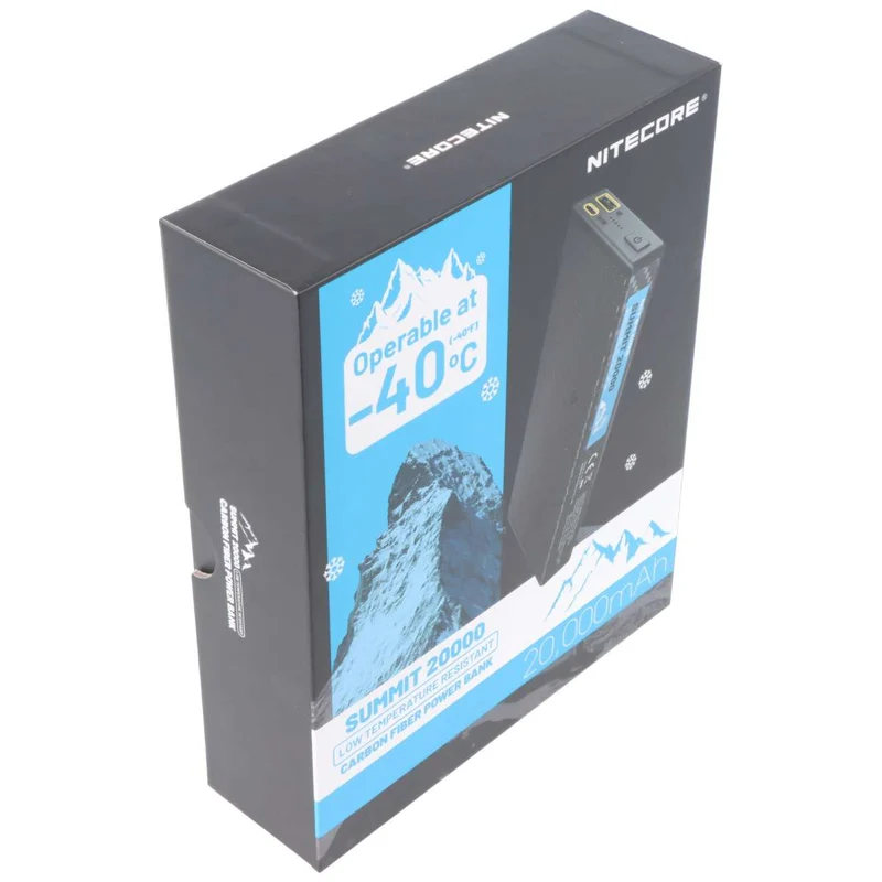 Nitecore Powerbank SUMMIT20000, 20.000mAh Kapazität, kältebeständig bis -40°C, integrierte Heizfunktion, Carbongehäuse