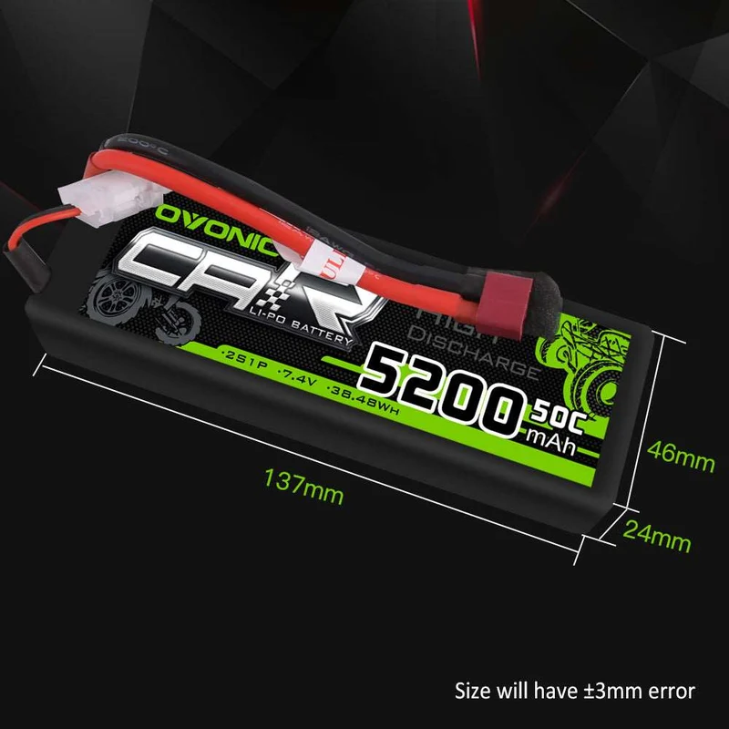 Ovonic Car 2S 5200mAh 50C 7,4V Hard Case LiPo mit Deans-Stecker (4 St.)
